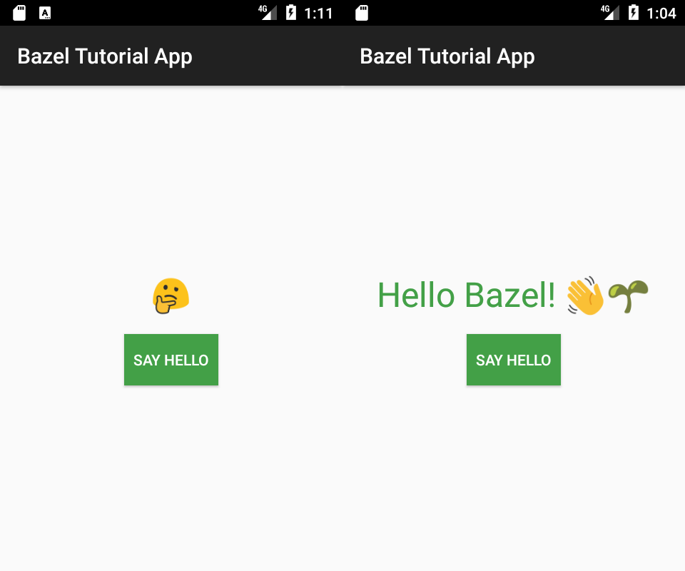 Ucapan tombol aplikasi tutorial Sambutan tombol
